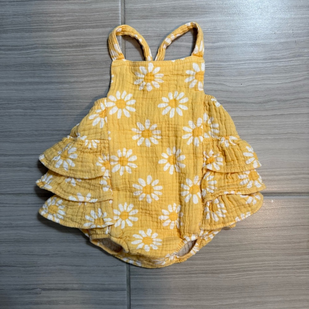 Angel Dear Yellow Floral Baby Romper